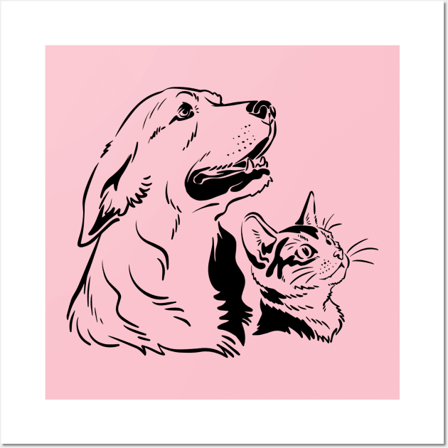 Dog and Cat Wall Art by Rii's Store